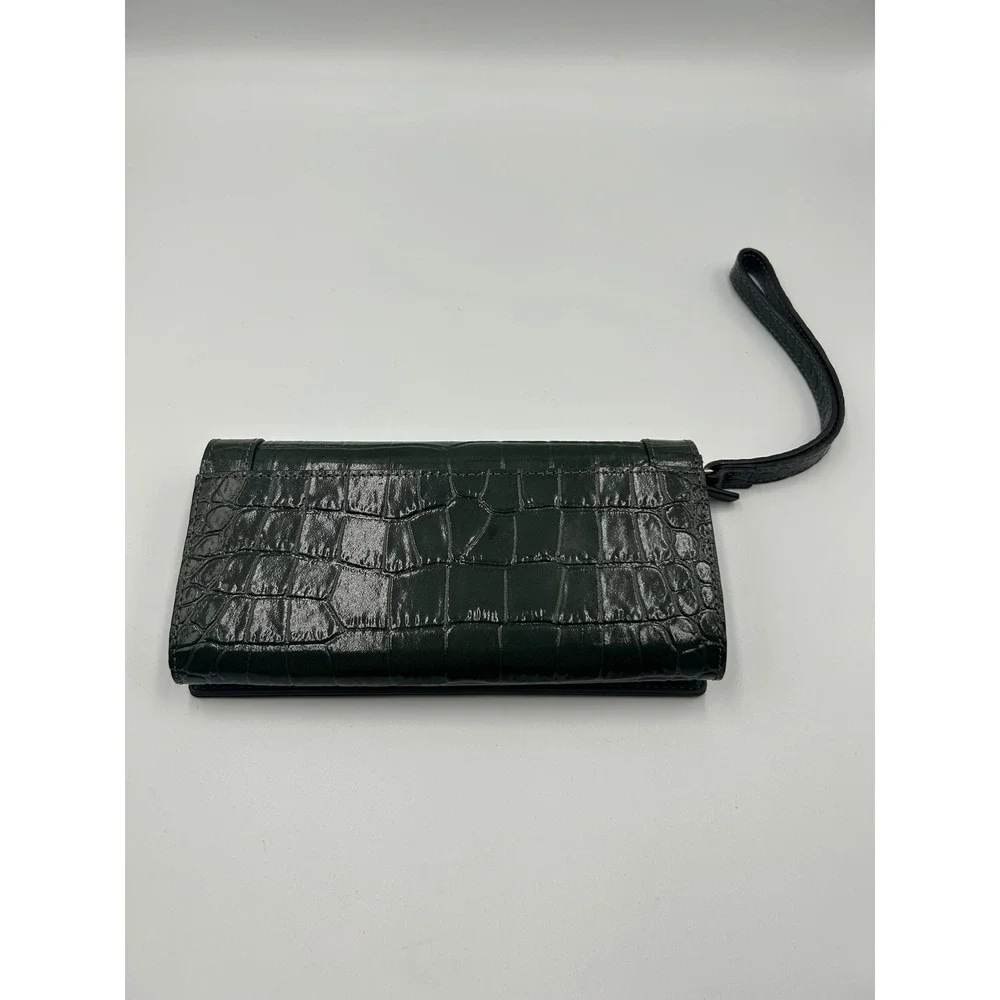 Kate Spade Linney Perri Lane Croco Leather Wristlet Wallet Loden Green WLRU2274